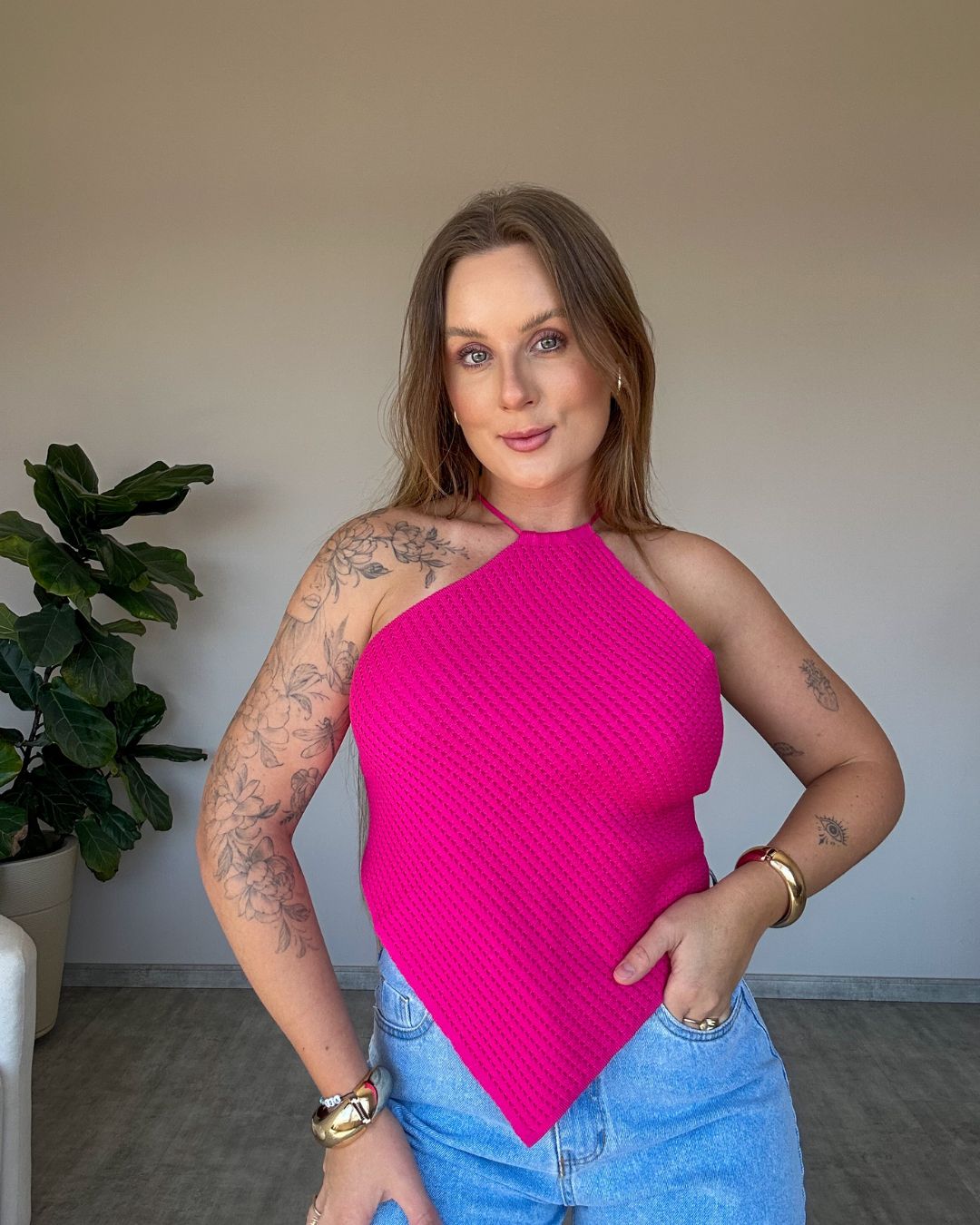 Cropped Triangular de Tricô