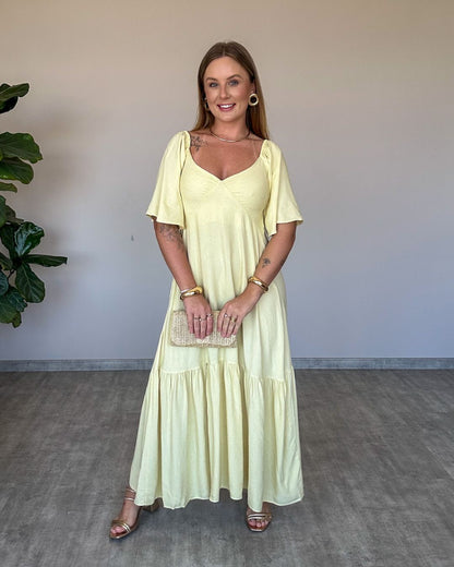 Vestido Midi com Decote em V