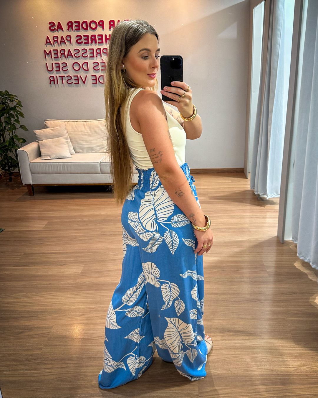 Calça Pantalona Estampada