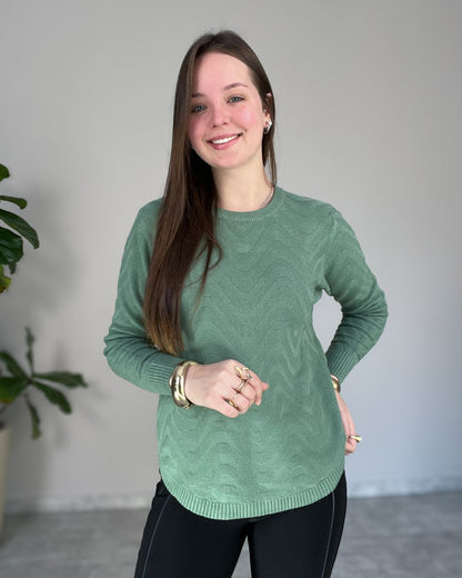 Blusa Modal com Listras de Onda