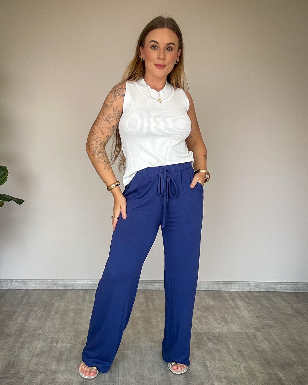 Calça Pantalona em Moletinho