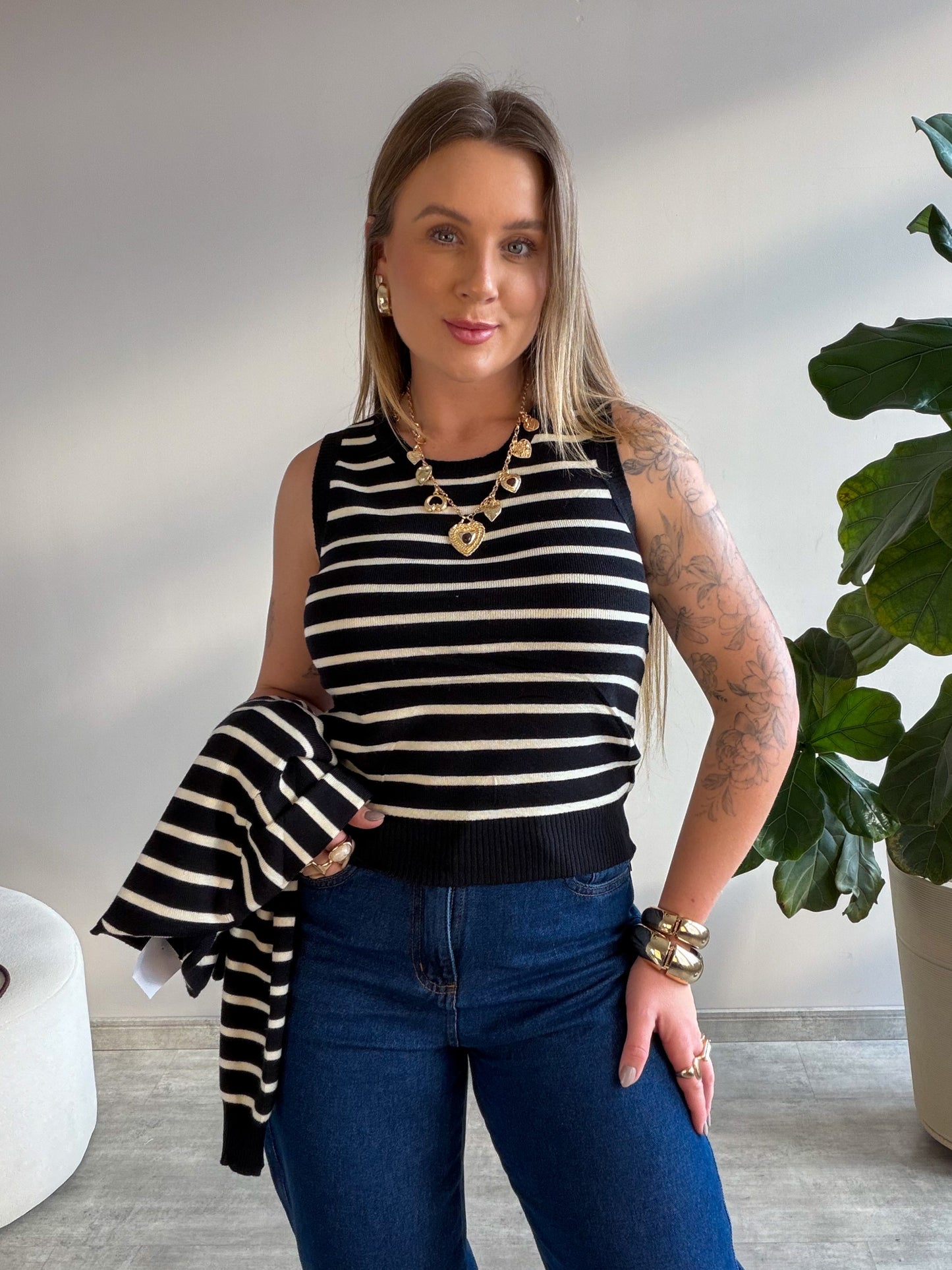 Conjunto Regata e Casaco Listrado