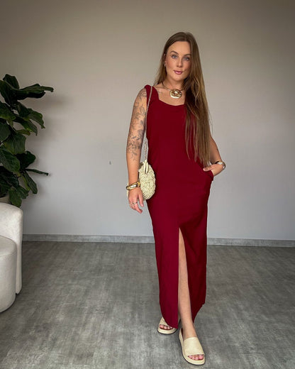 Vestido Midi com Fenda Frontal