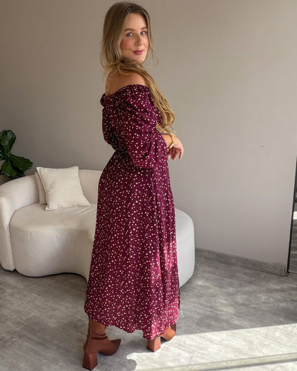 Vestido Midi Floral Ciganinha com Fenda