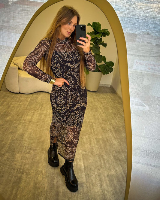 Vestido Manga Longa em Tule Isabel