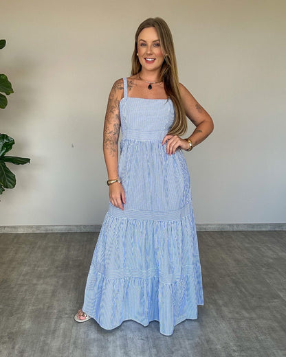 Vestido Longo Listrado