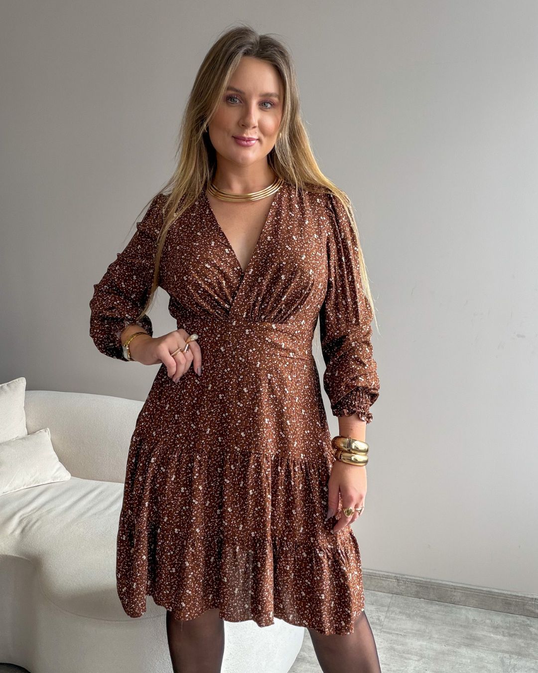 Vestido Curto Manga Longa