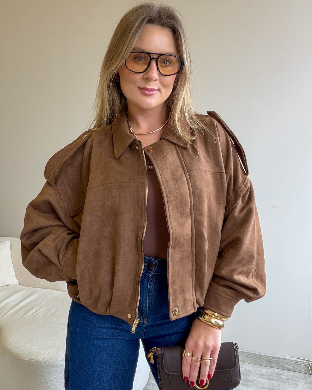 Jaqueta Oversized de Suede