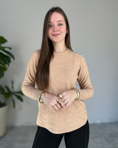 Blusa Modal com Listras de Onda