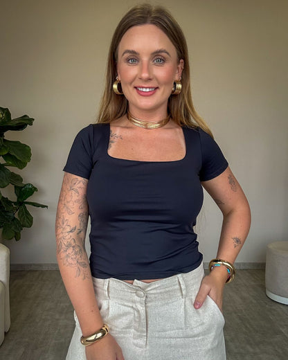 Blusa de Poliamida Manguinha Curta Joaquina