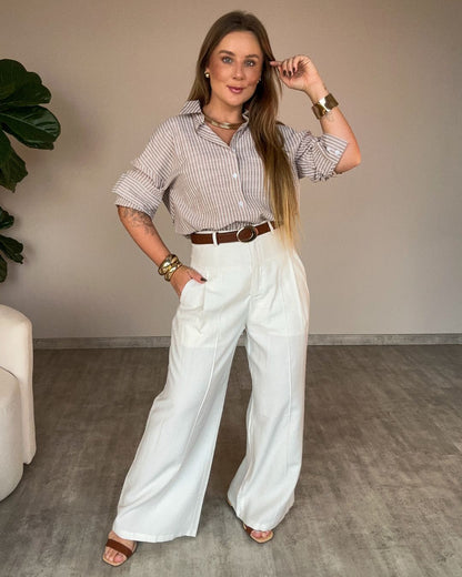 Calça de Linho Cintura Alta