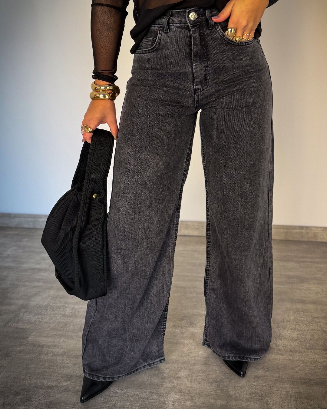 Calça Jeans Wide Leg Estonada 100% Algodão
