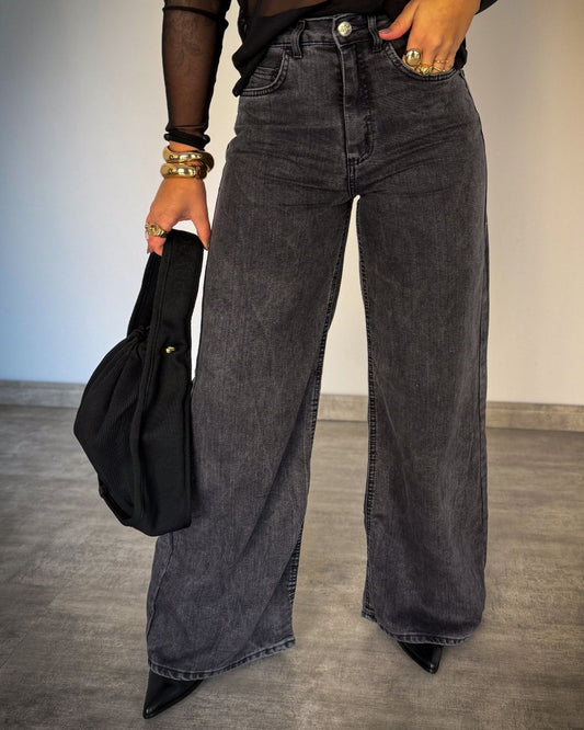 Calça Jeans Wide Leg Estonada 100% Algodão