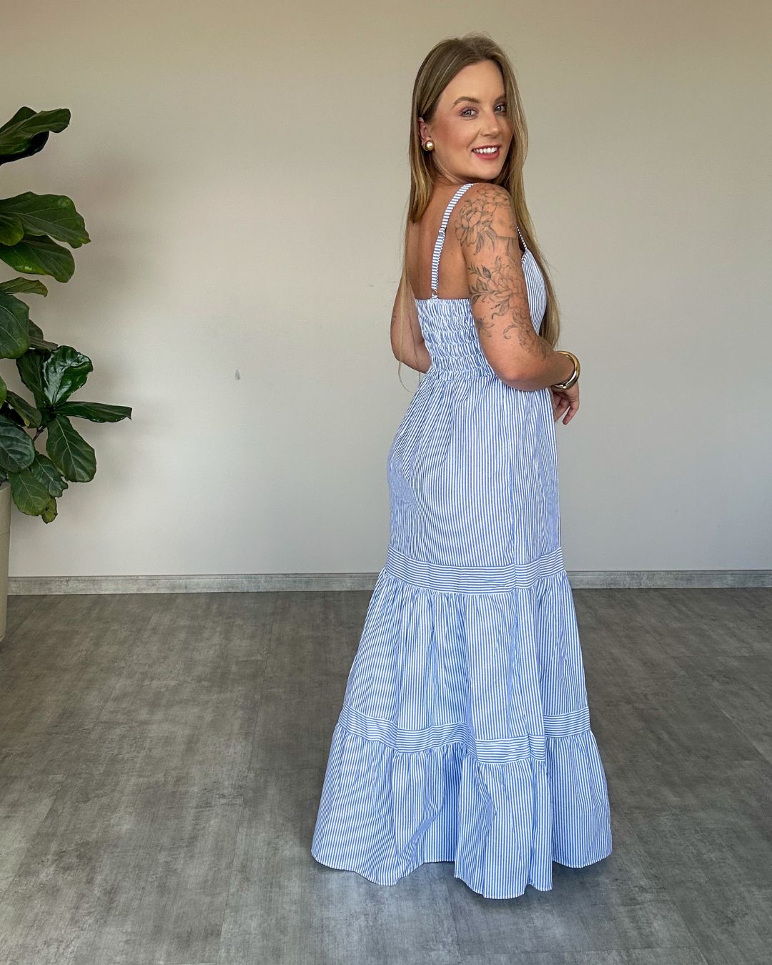 Vestido Longo Listrado