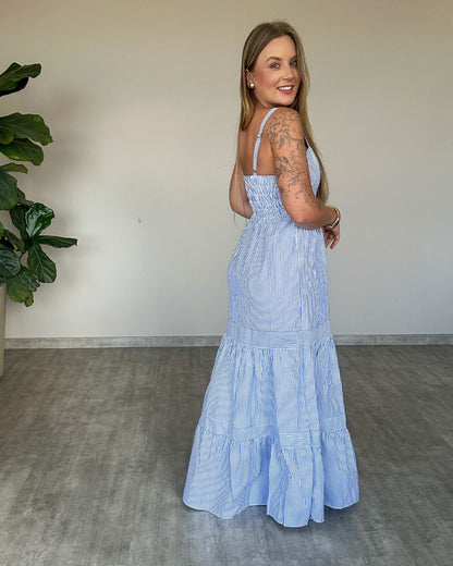 Vestido Longo Listrado