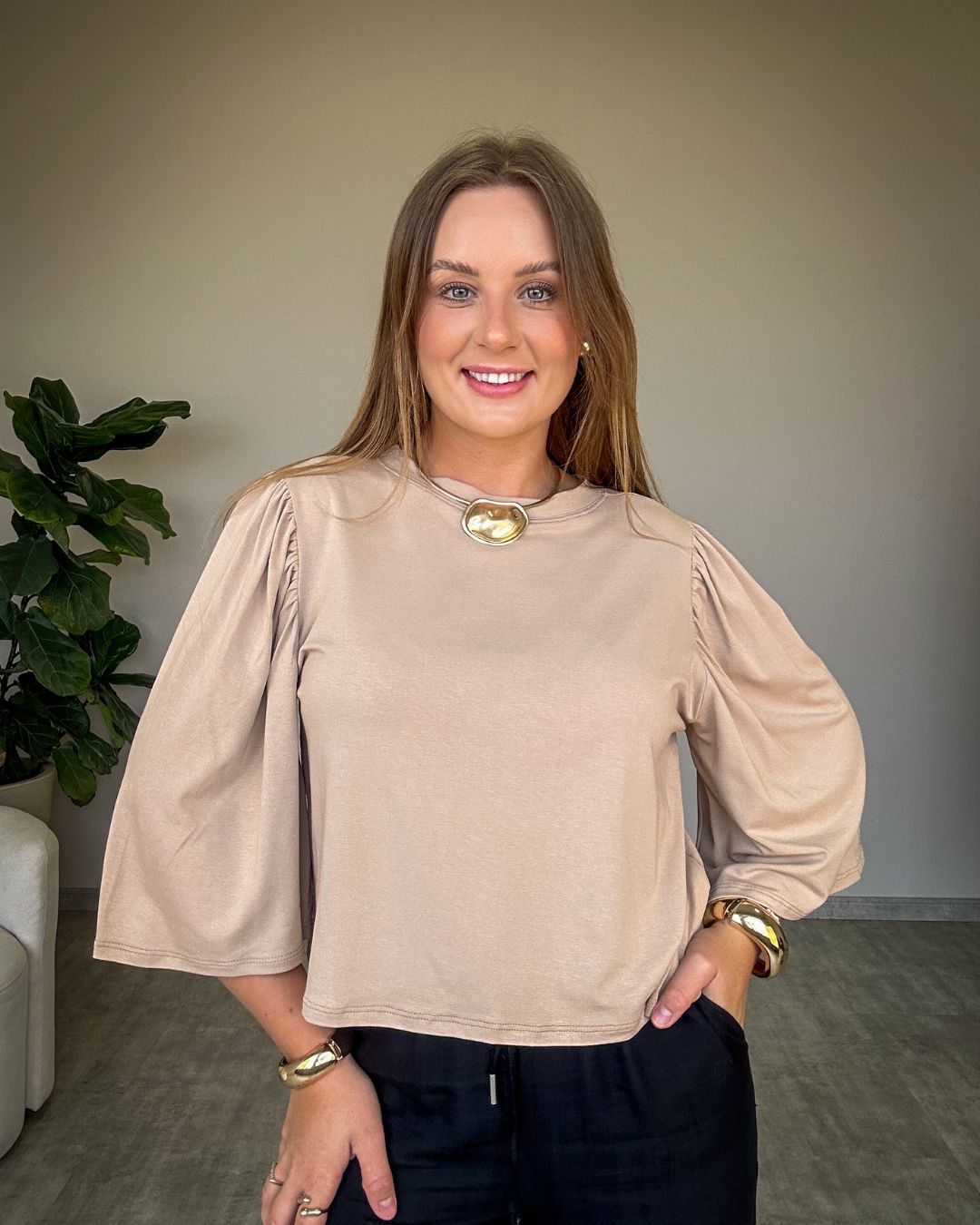 Blusa Ampla com Manguinha Bufante