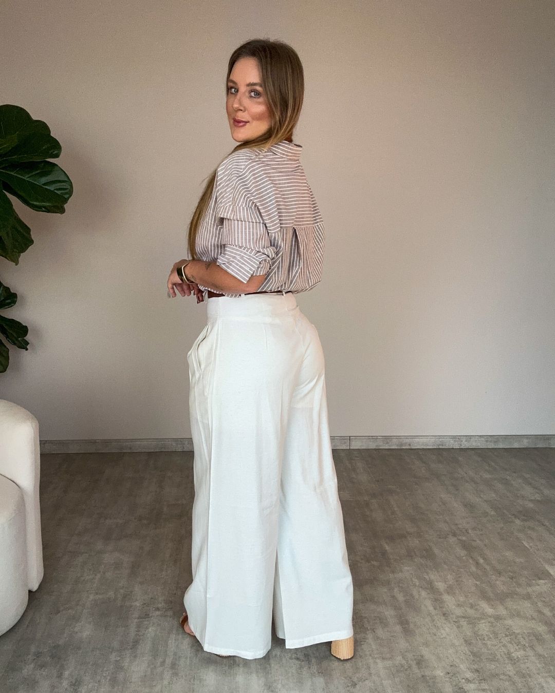Calça de Linho Cintura Alta