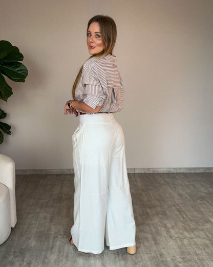 Calça de Linho Cintura Alta