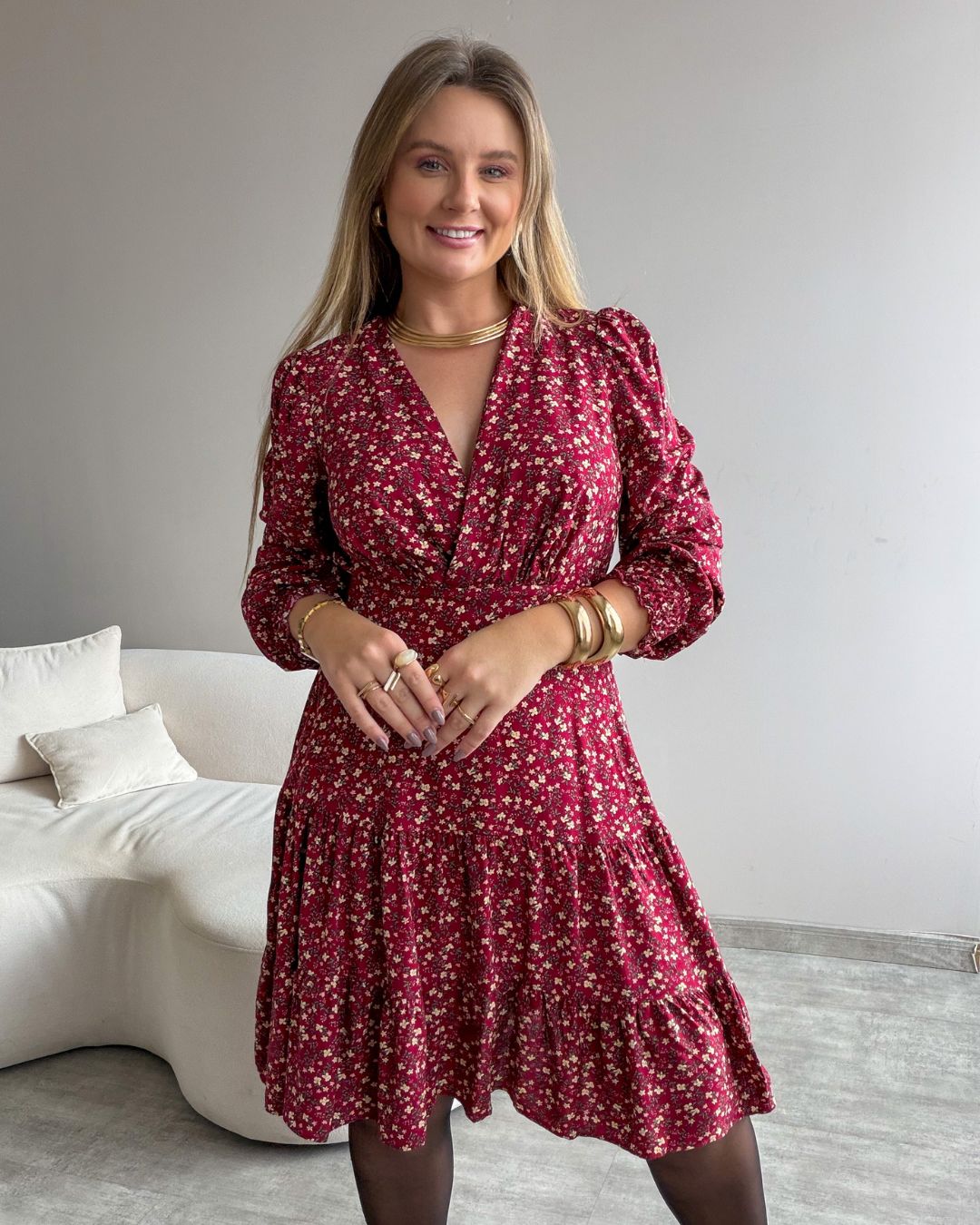 Vestido Curto Manga Longa