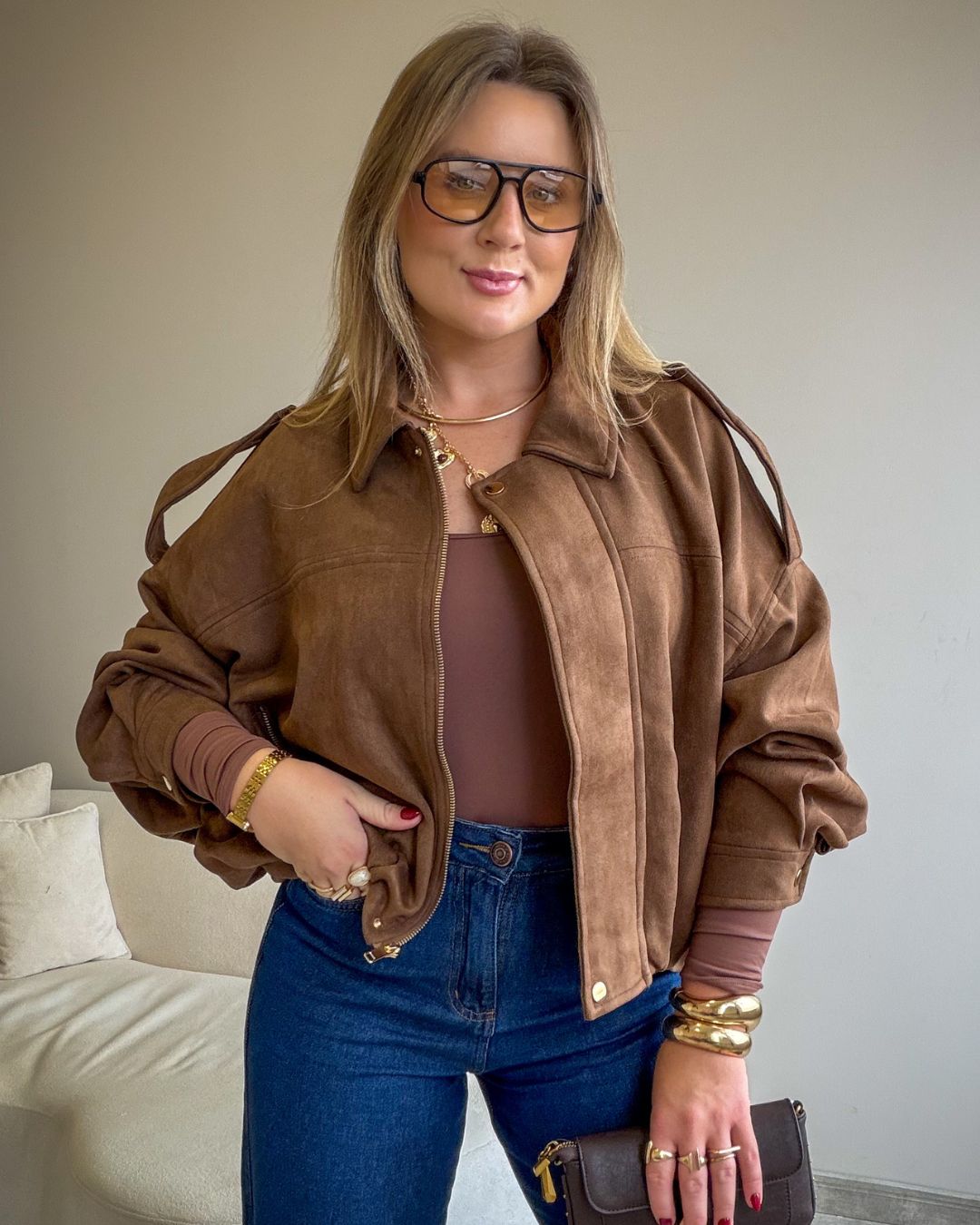 Jaqueta Oversized de Suede