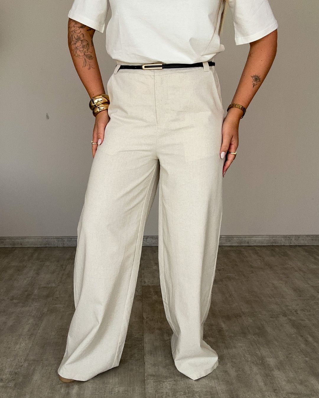 Calça Pantalona Linho com Cinto