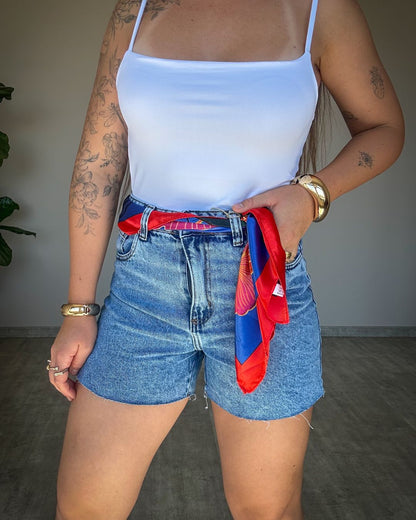 Bermuda Jeans Cintura Alta