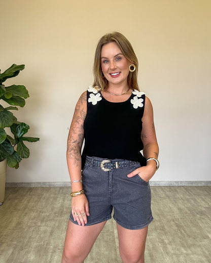 Regata com Flor em Crochê