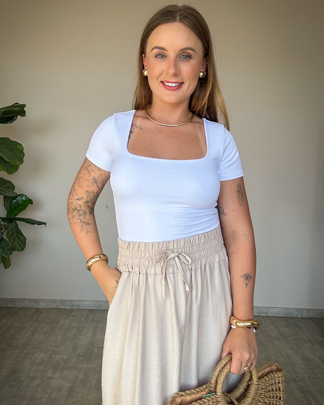 Body Manga Curta em Poliamida