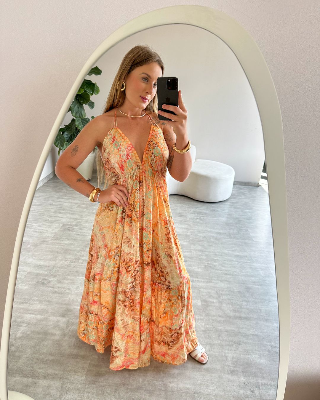 Vestido Longo Indiano Estampado