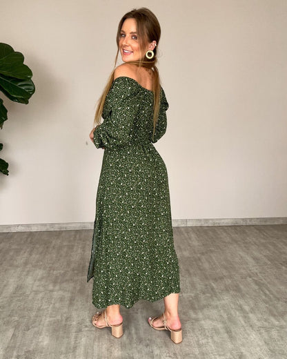 Vestido Midi Floral Ciganinha com Fenda