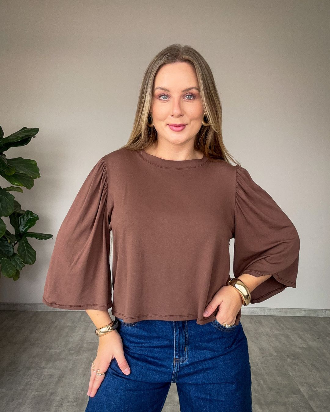 Blusa Ampla com Manguinha Bufante