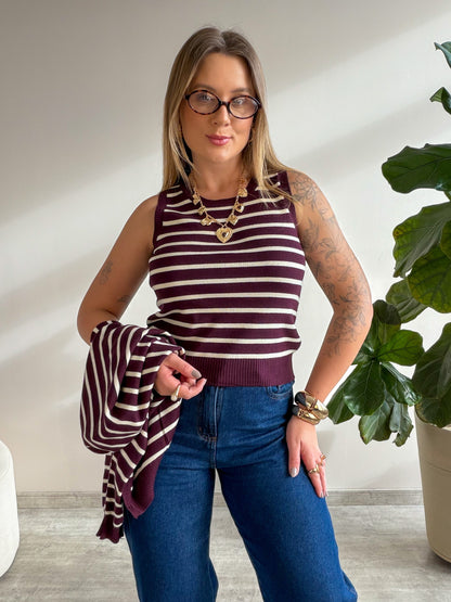Conjunto Regata e Casaco Listrado