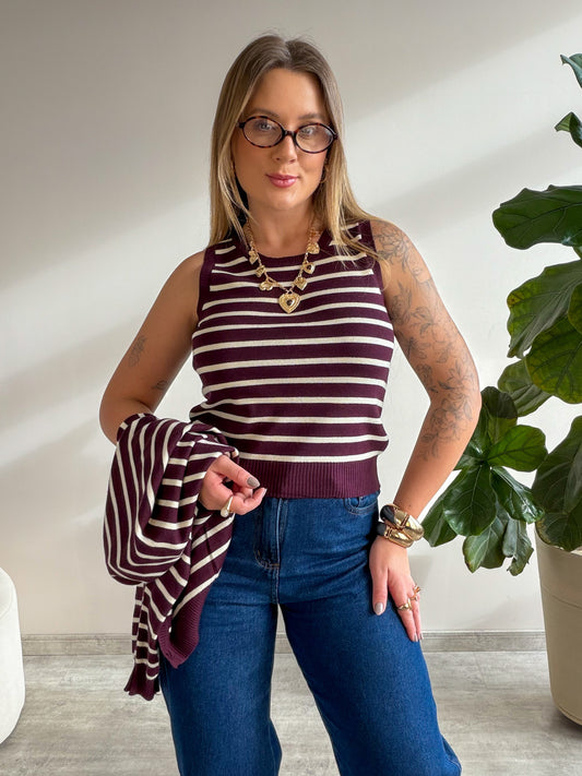 Conjunto Regata e Casaco Listrado