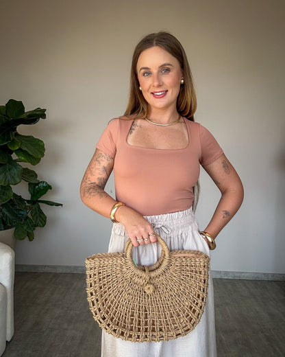 Body Manga Curta em Poliamida