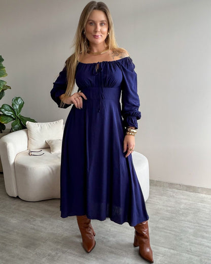 Vestido Midi Floral Ciganinha com Fenda
