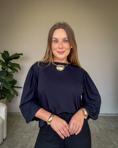 Blusa Ampla com Manguinha Bufante