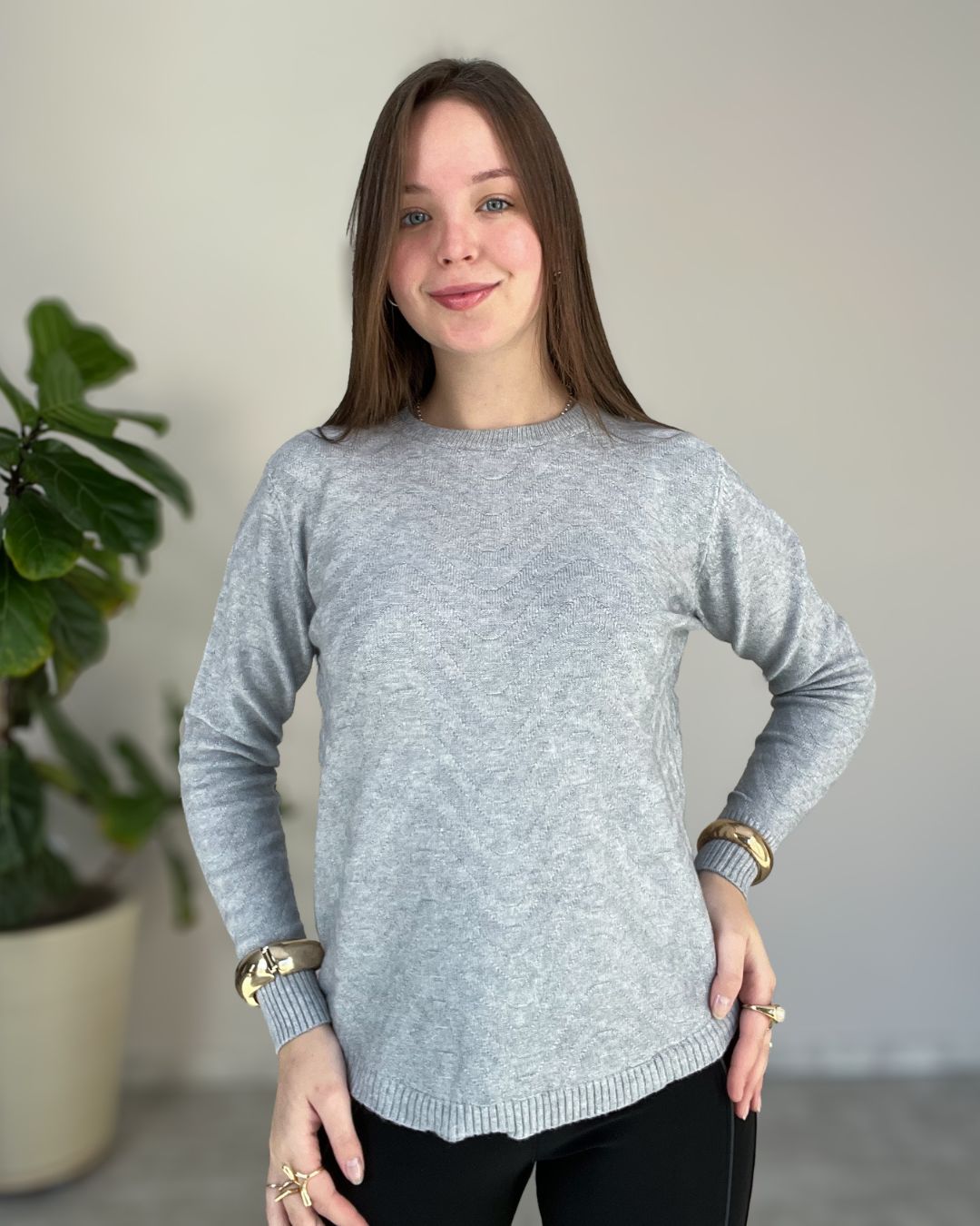 Blusa Modal com Listras de Onda