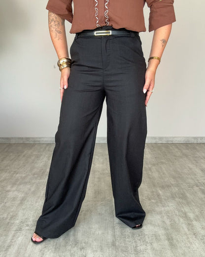 Calça Pantalona Linho com Cinto