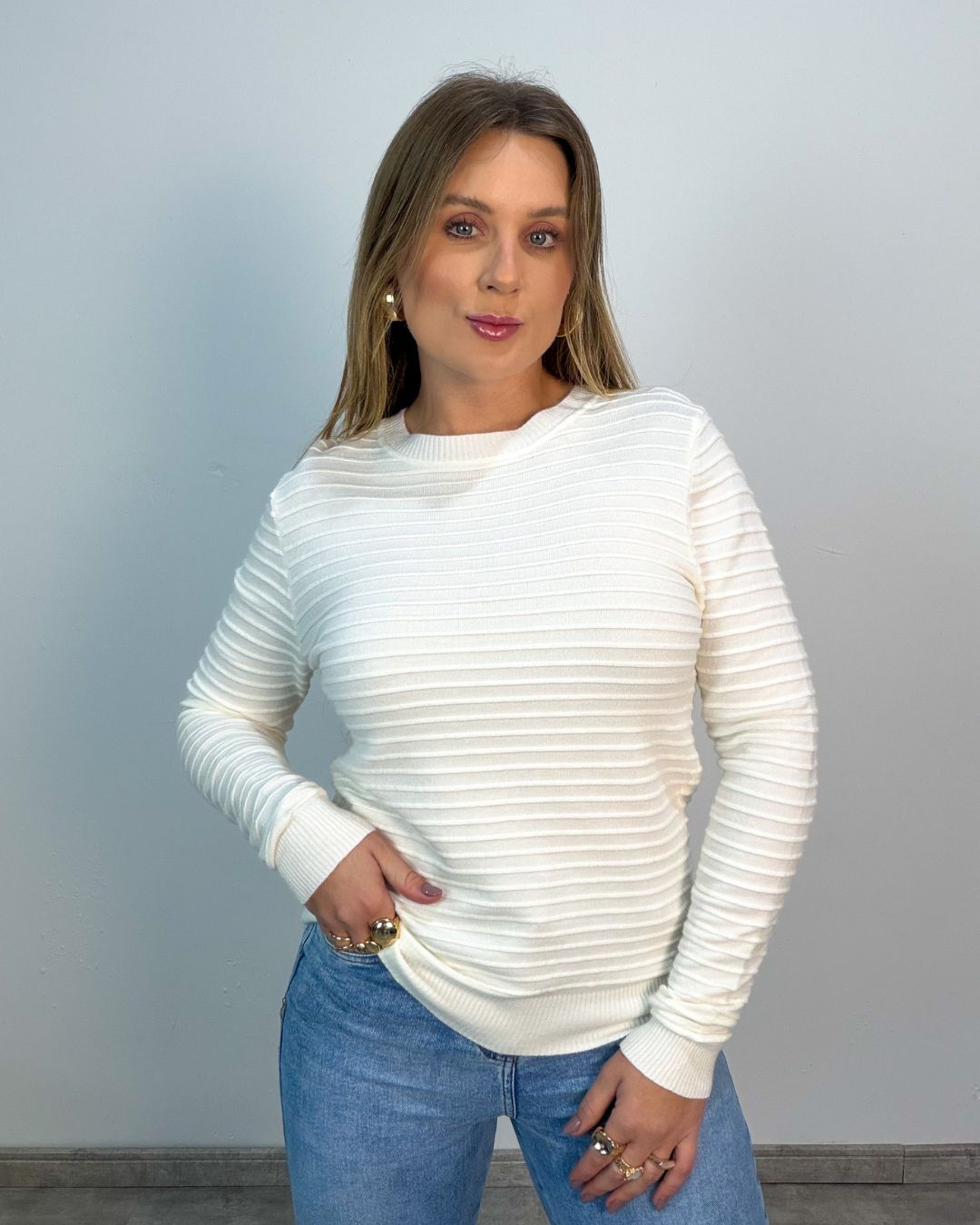 Blusa de Modal com Listras Horizontais