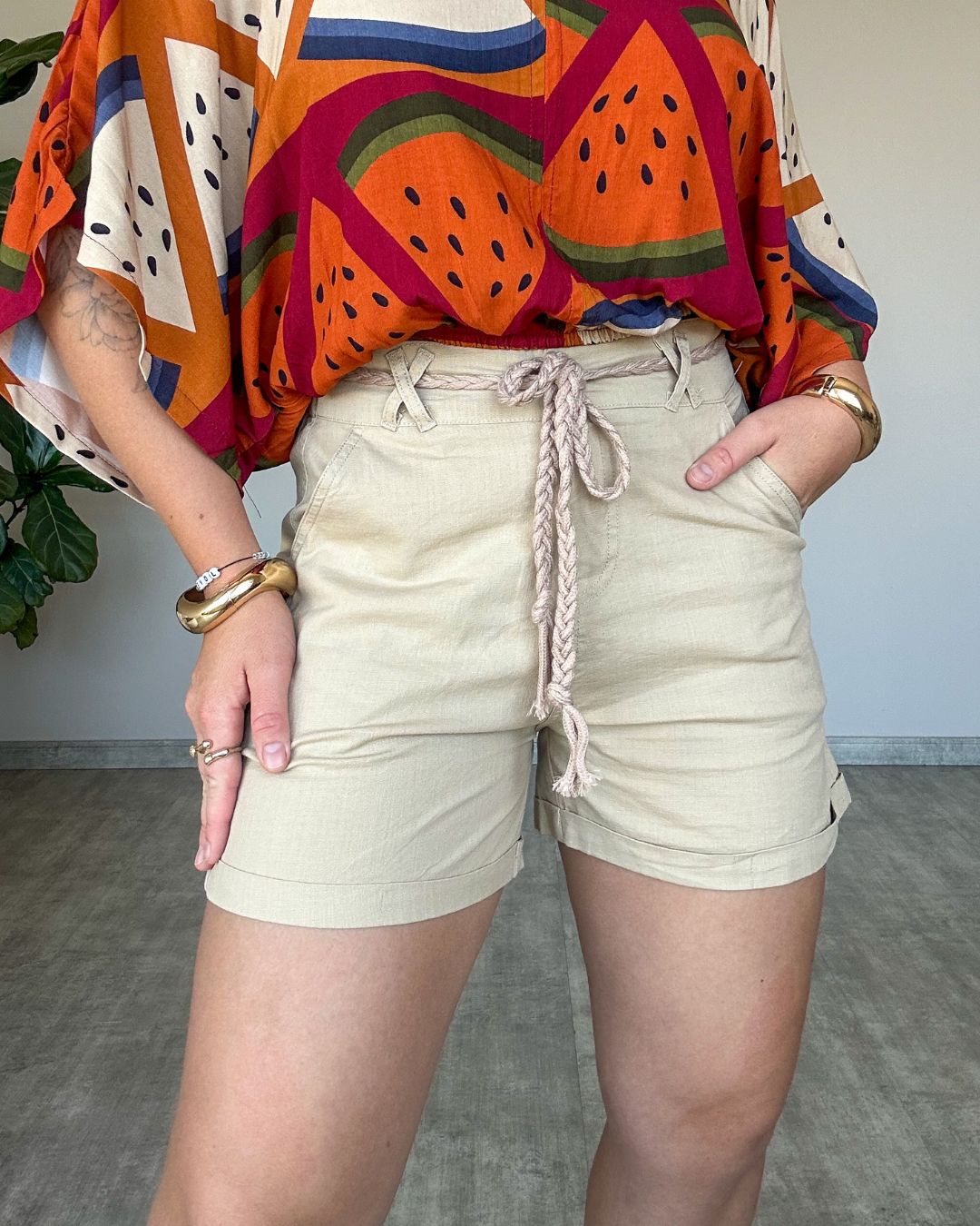 Short com Cinto de Cordão