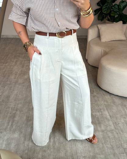 Calça de Linho Cintura Alta
