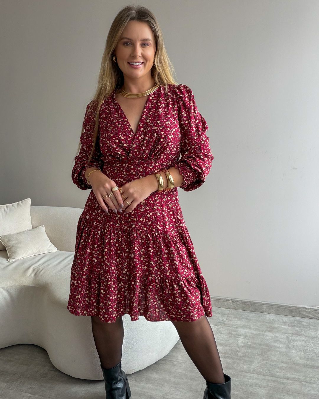 Vestido Curto Manga Longa
