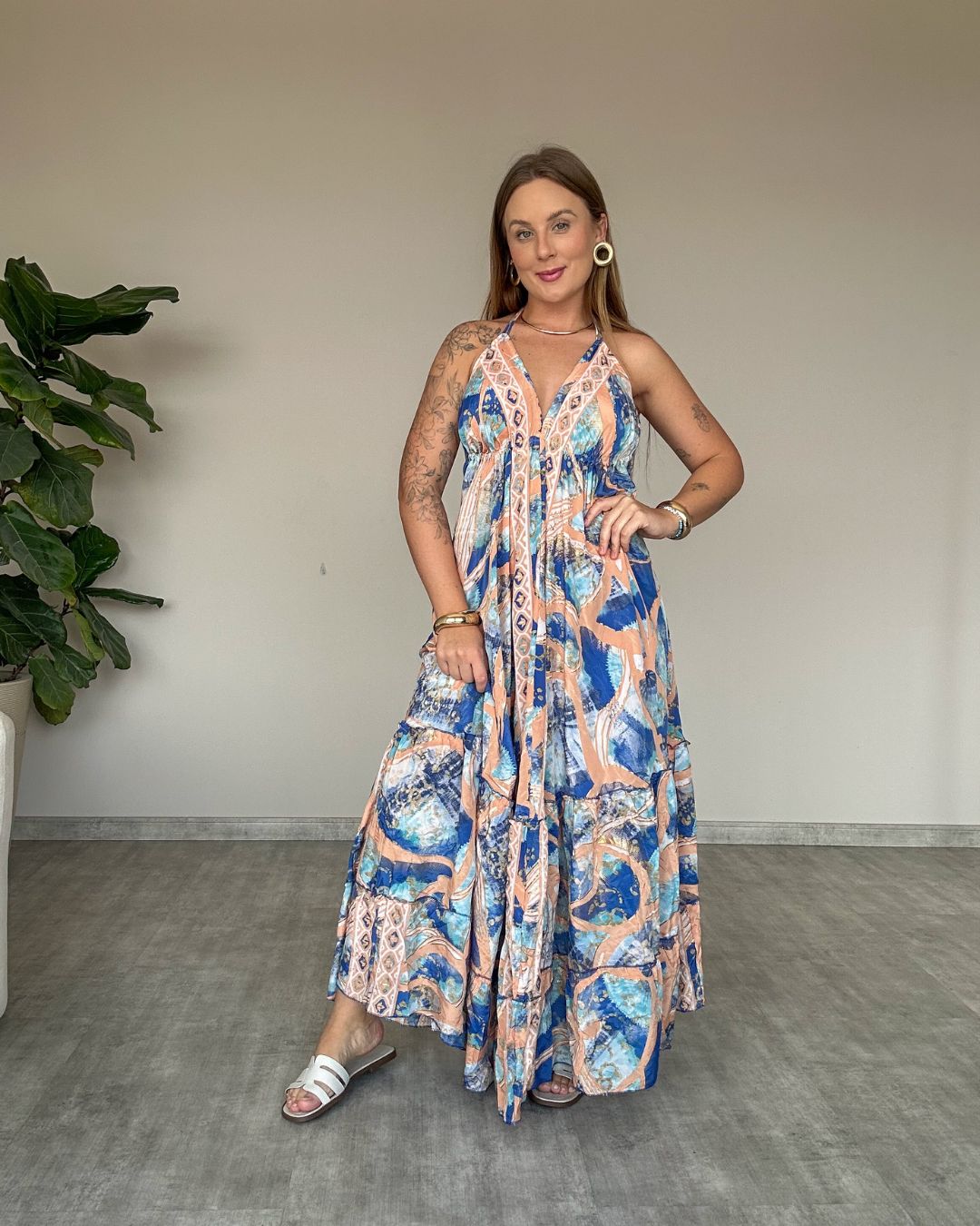 Vestido Longo Indiano Estampado