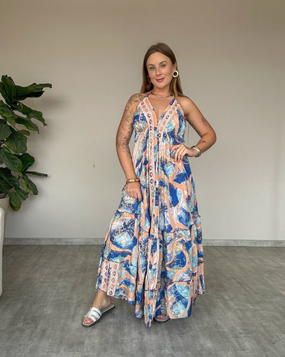 Vestido Longo Indiano Estampado