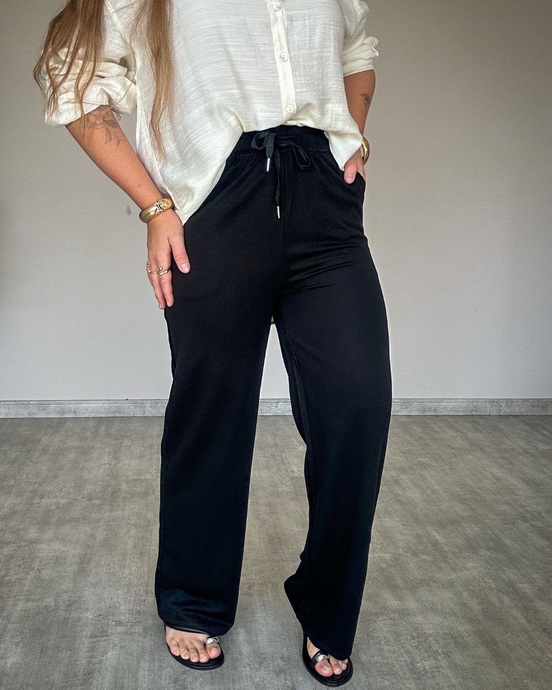 Calça Canelada Wide Leg