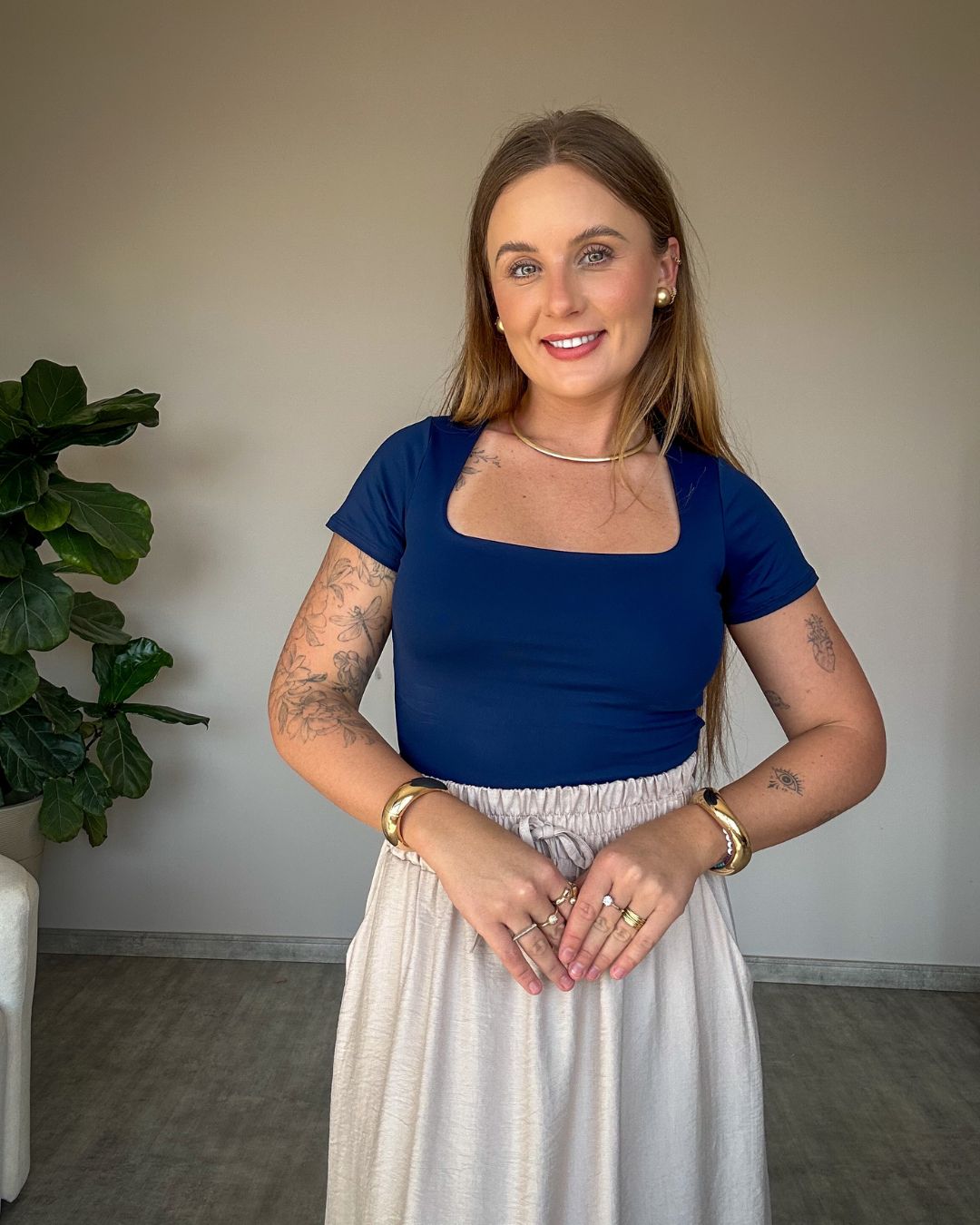 Body Manga Curta em Poliamida