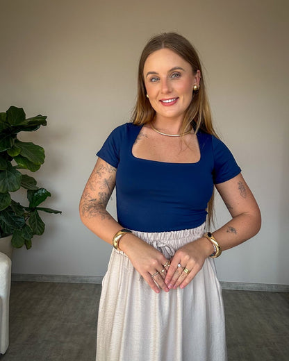 Body Manga Curta em Poliamida