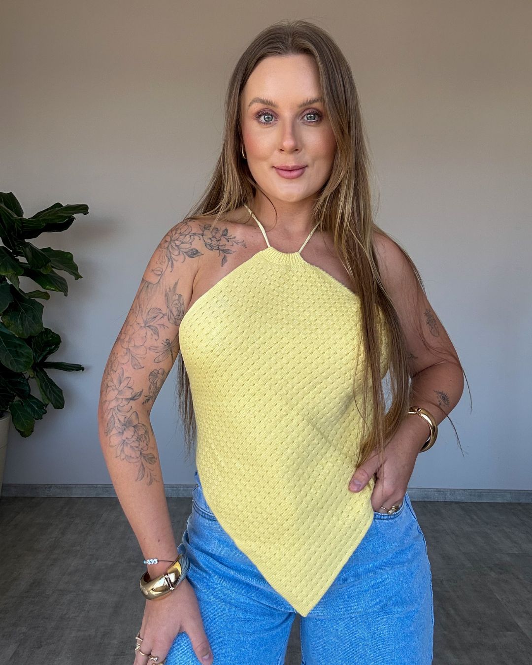 Cropped Triangular de Tricô