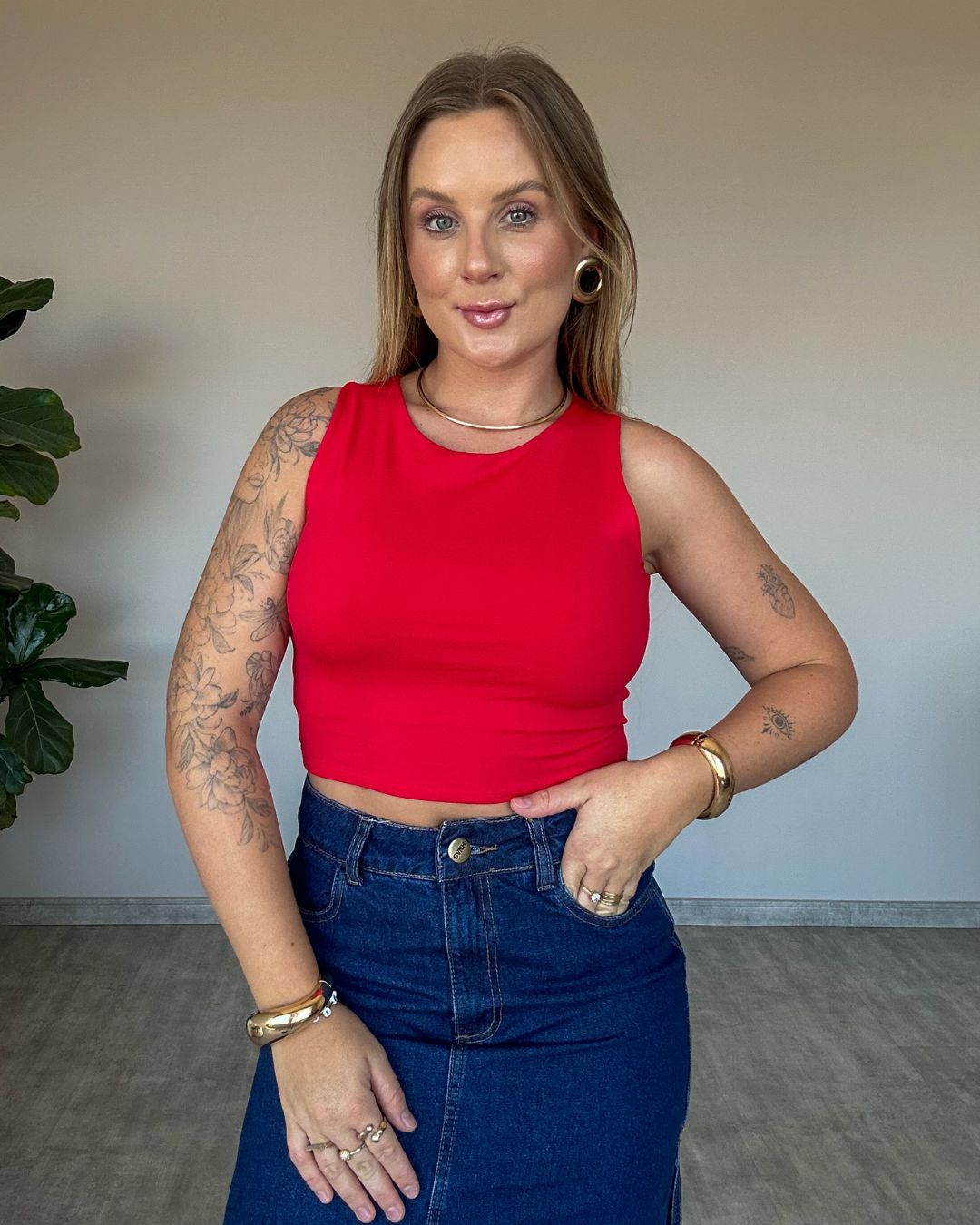 Cropped Regata em Poliamida