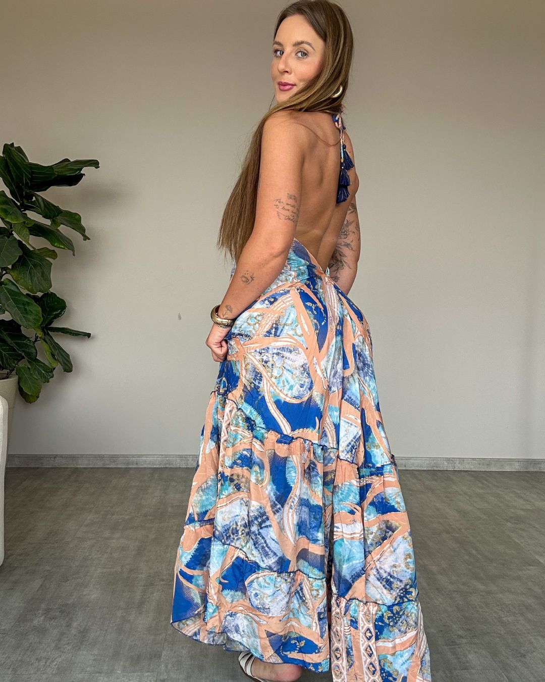 Vestido Longo Indiano Estampado